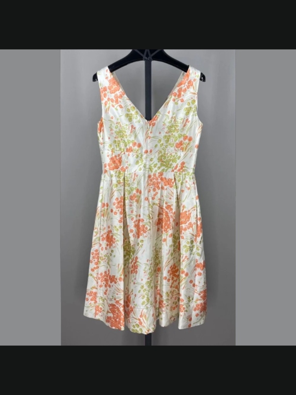 NEW Talbots Dress Womens 4 petite orange green floral silk fit flare cocktail - Picture 7 of 9
